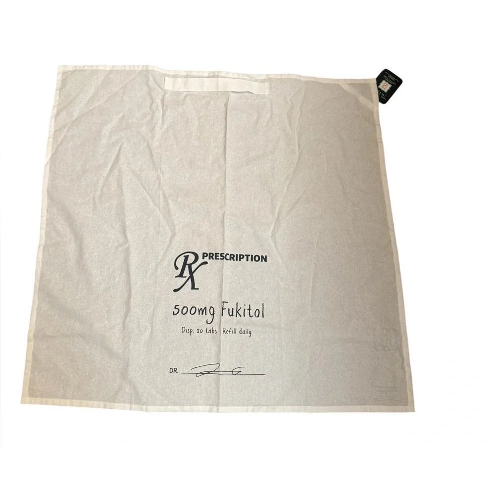 NEW! FUKITOL Rx Prescription, 500 MG Flour Sack Tea Towel White Black Funny Gag